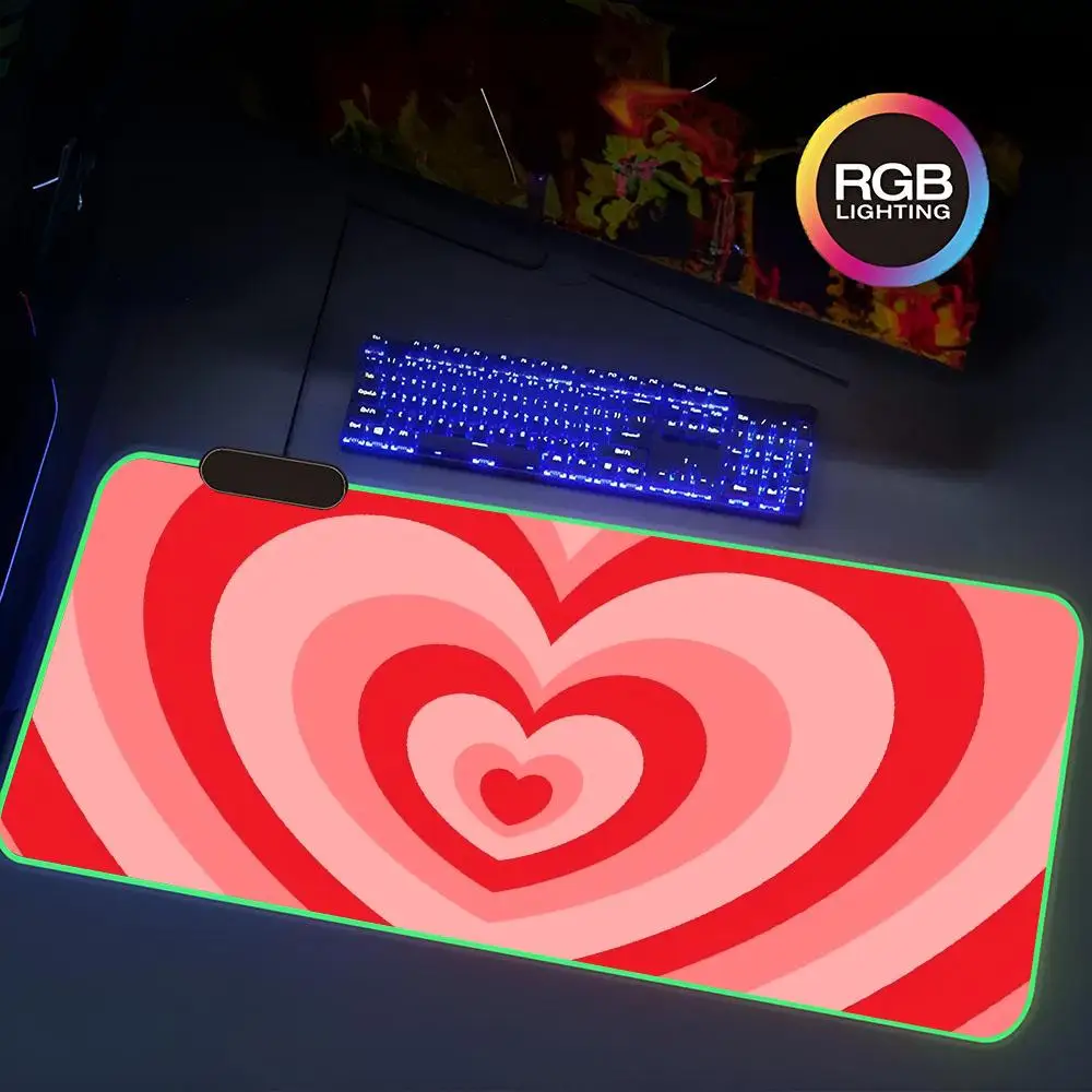 

Love Heart Aesthetic Mouse Pad Rgb Gaming Mouse Pad Keyboard Mat g pro x superlight 2 Extra Large Computer Desk Mat Sound Pickup