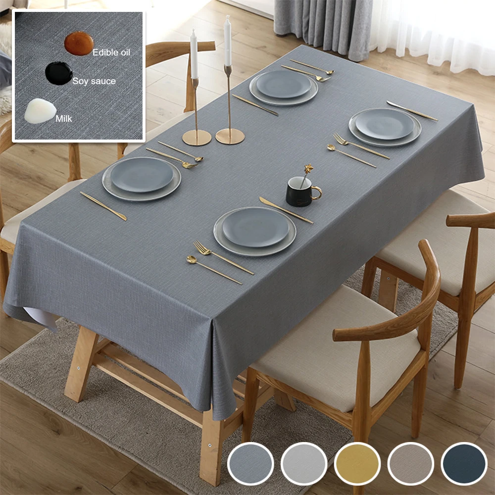 

Solid Color Rectangle Tablecloth PVC Table Cloth Waterproof Wipeable Fabric Tablecloth Washable Table Cover for Kitchen Dining