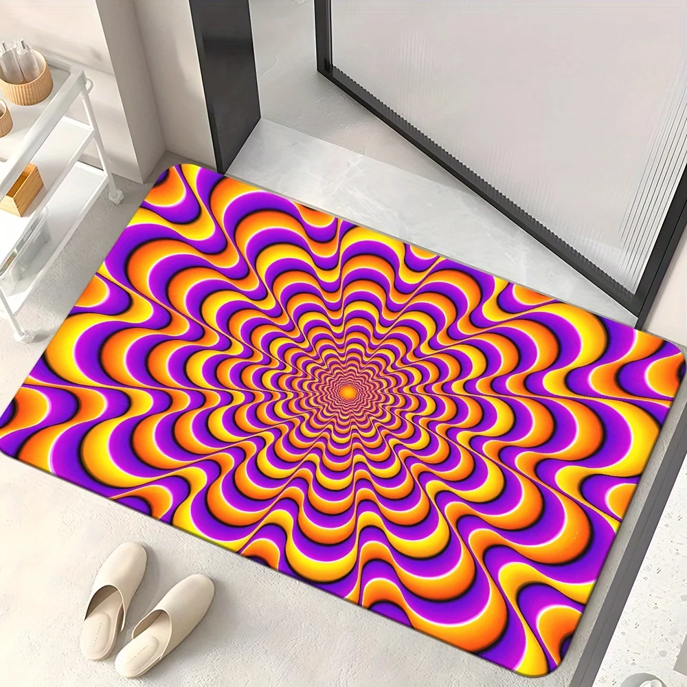 1pc 3D Optical Illusion Pattern HD Printed Door Mat, Non-Slip Bathroom Floor Mats, Microfiber Absorbent Machine Washable Polyest