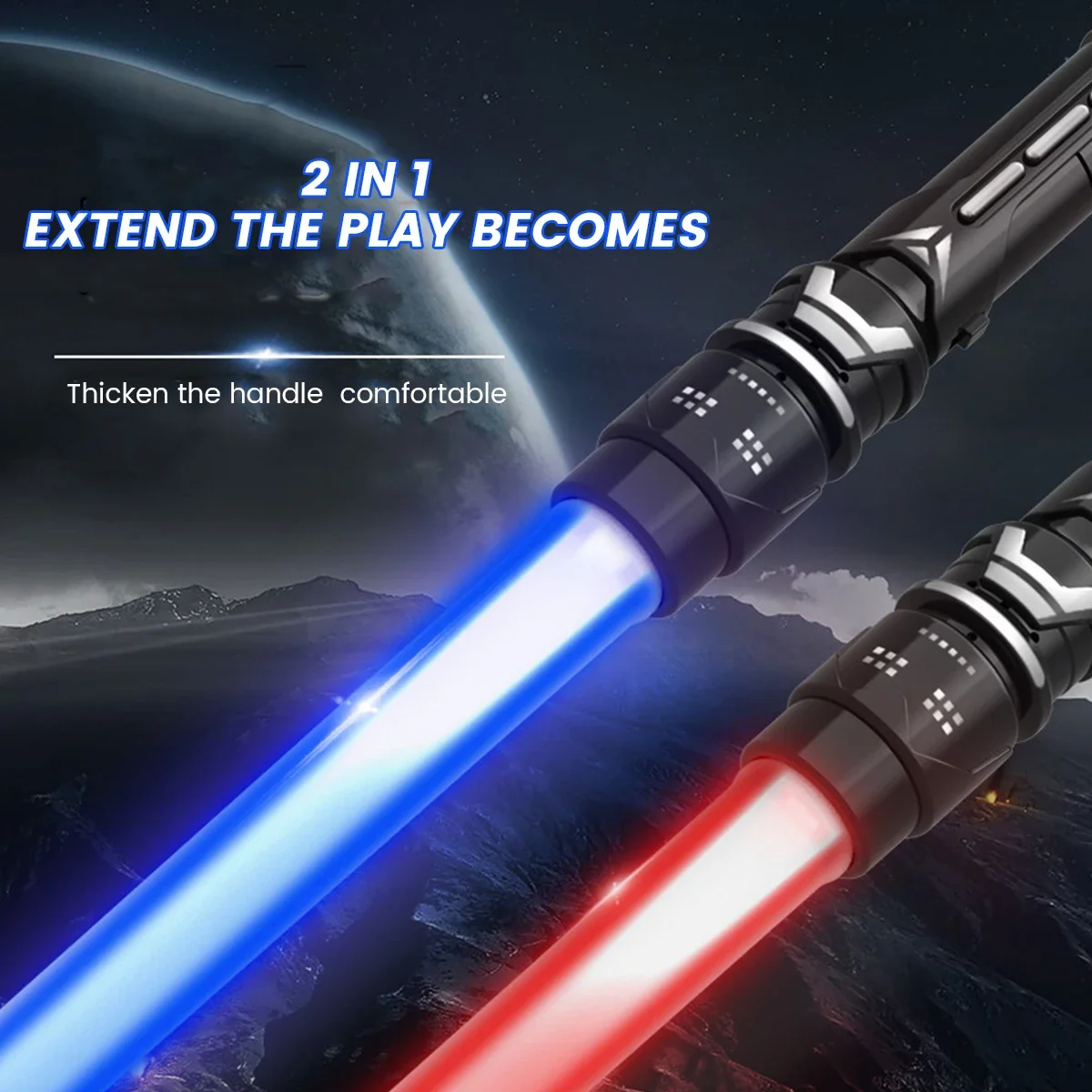 2PCS Lightsaber Light Up Saber Reusable Retractable 7 Colors Changeable LED Light Saber Light Sword with Realistic Sound Effect