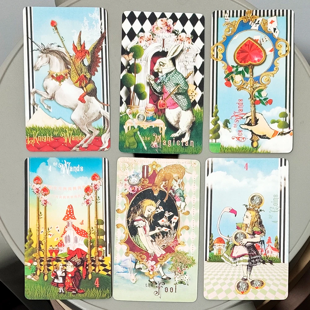 Alice in Tarotland: A Whimsical 78-Card Journey Down The Rabbit Hole – 10.3*6cm Classic Tarot Deck