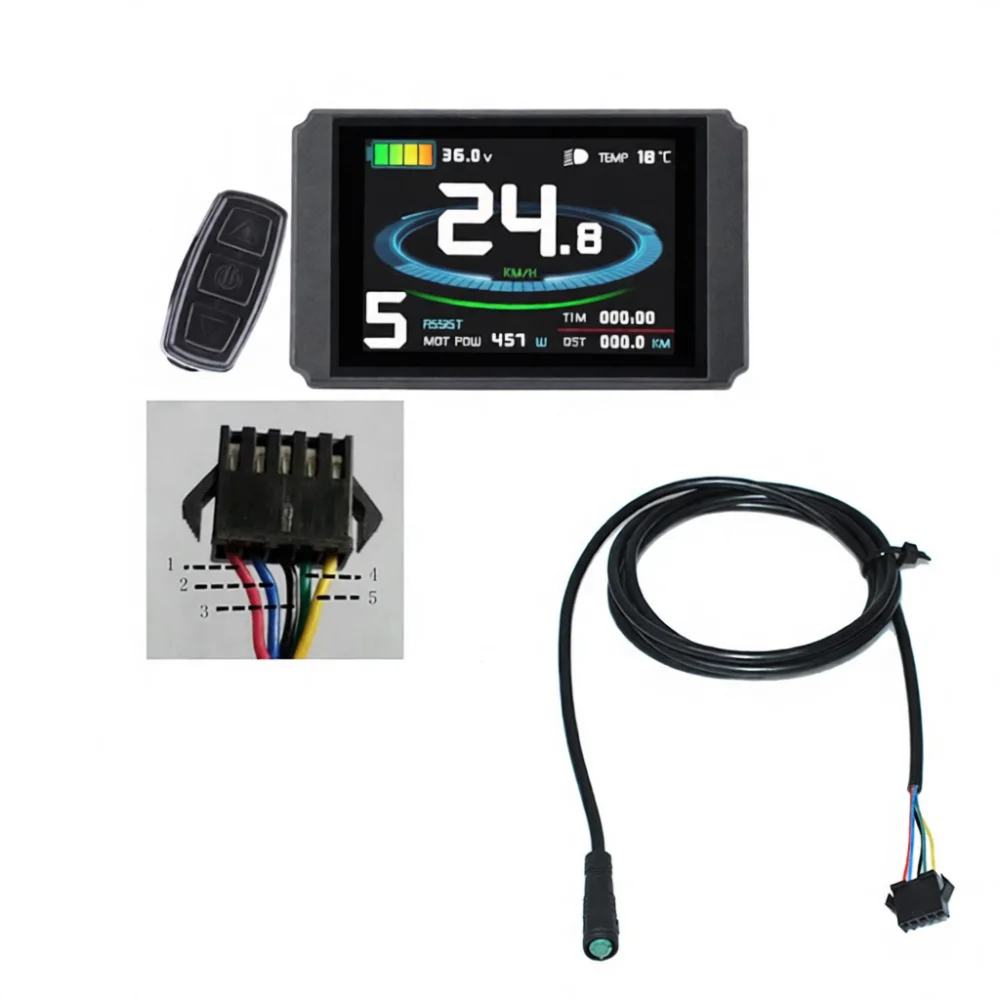 For KT LCD8LU Ebike Control Screen Colorful Display Intelligent Light Sensor Waterproof Plug Electric Bicycle Modification Gear