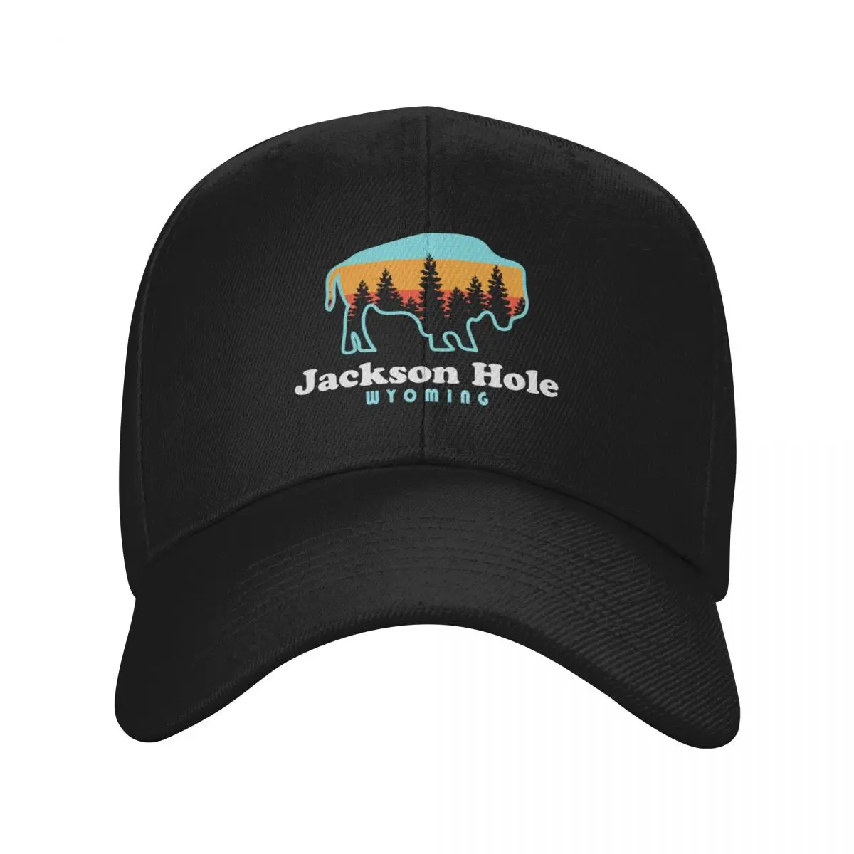 Jackson Hole Wyoming Bison Retro Grand Tetons Baseball Cap Trucker Hat New In Hat Designer Hat Women's Beach Visor Men's