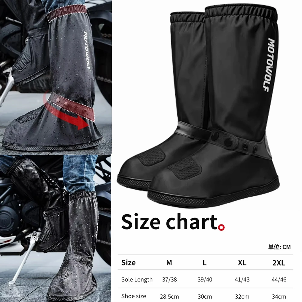 Waterproof Shoe Covers for Motorcycle Boots Reusable Foldable Rain Boot Shoe Cover with Zipper Non-Slip Reflector Rain Gear