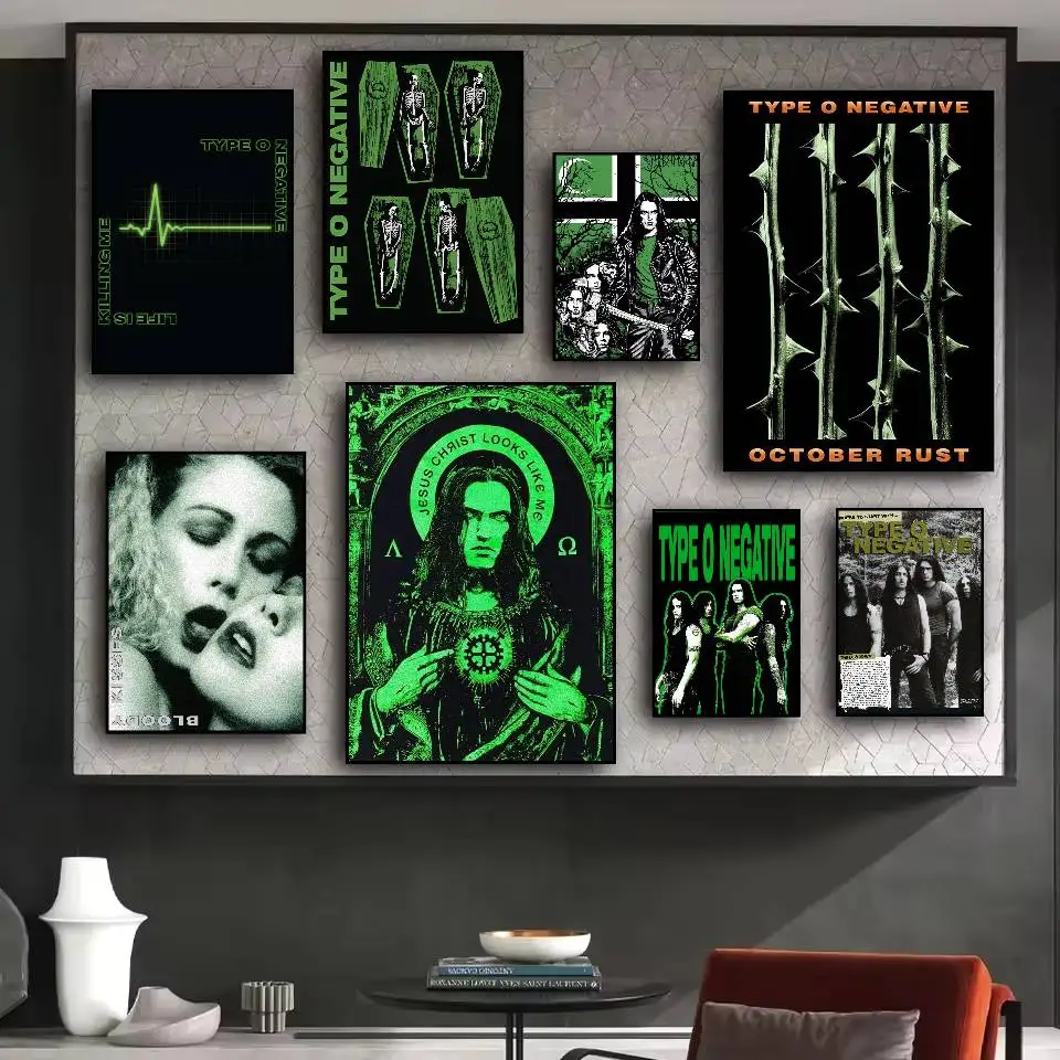 Typ O Negatives Anime-Poster, HD-Kunst, klebrige Wand, wasserdicht, für Zuhause, Wohnzimmer, Schlafzimmer, Bar, ästhetische Dekoration