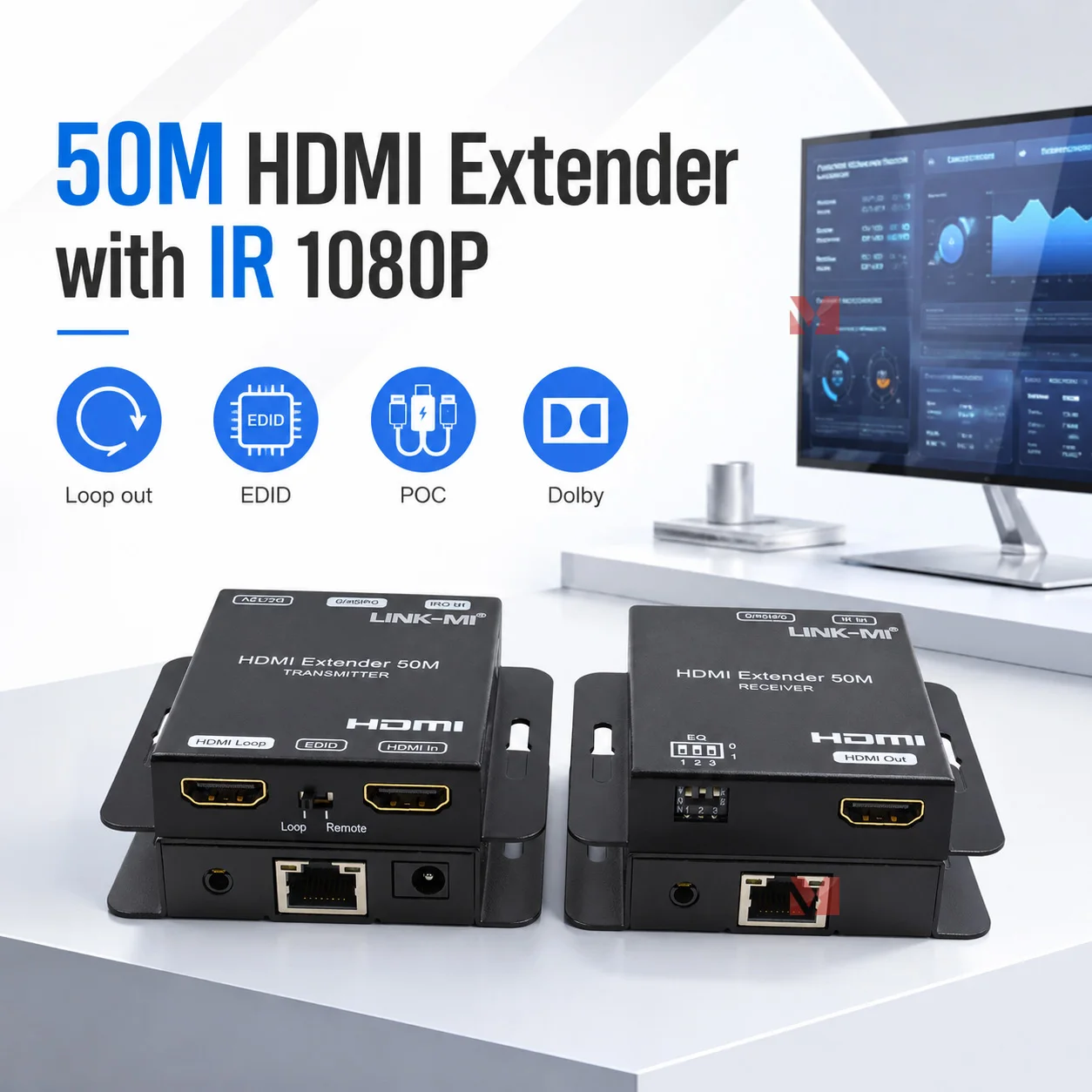link-mi-50m-hdmi-extender-via-single-cat5e-6-with-loop-out-hdmi-extender-rj45-transmitter-receiver-with-ir-poc-edid-50m-extender