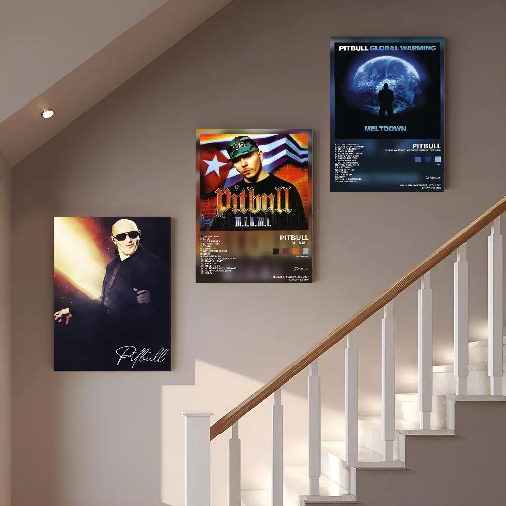 Rapper P-Pitbull Framed Wall Painting Vintage Framed Wall Art Poster Canvas Elegant Home Decor Painting