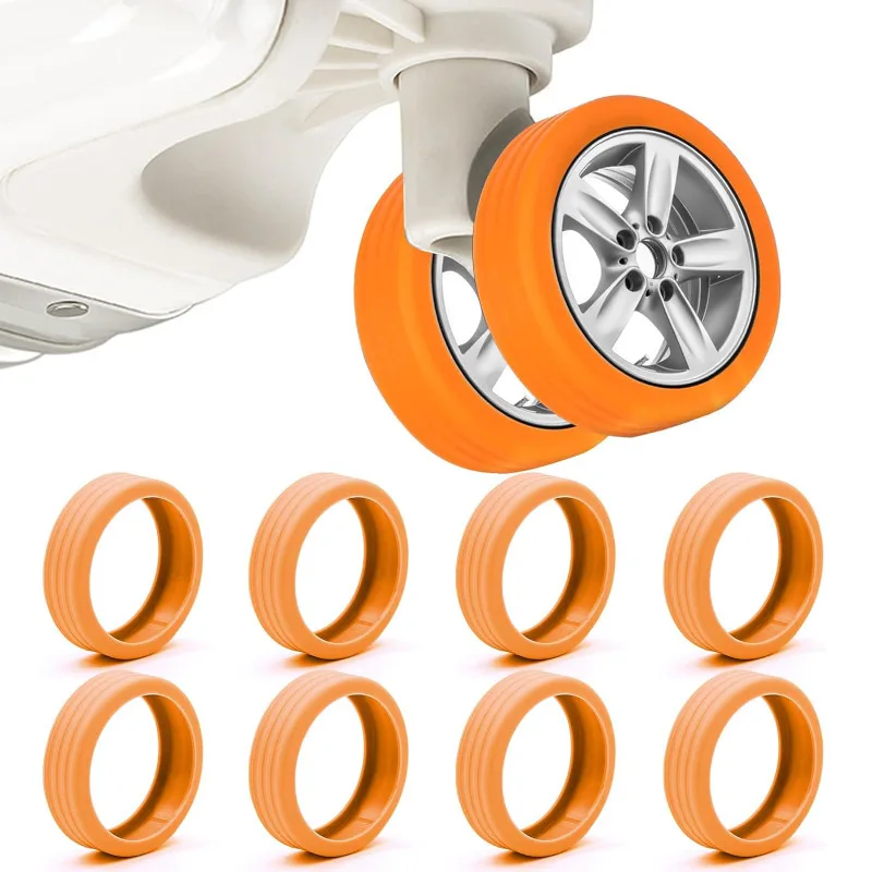 8pcs Silicone Wheels Protector For Luggage Reduce Noise Trolley Case Silent Caster Travel Luggage Wheels Cover Accessories