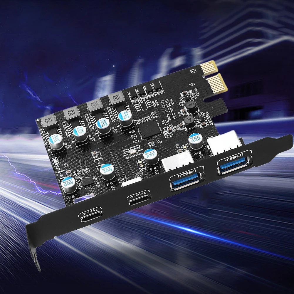 بطاقة وحدة التحكم في التوسعة 2 * منفذ USB A + 2 * منفذ USB C/USB3.2 GEN1 بطاقة وحدة التوسعة لنظام التشغيل Windows7/8/10/11/MacOS/Linux