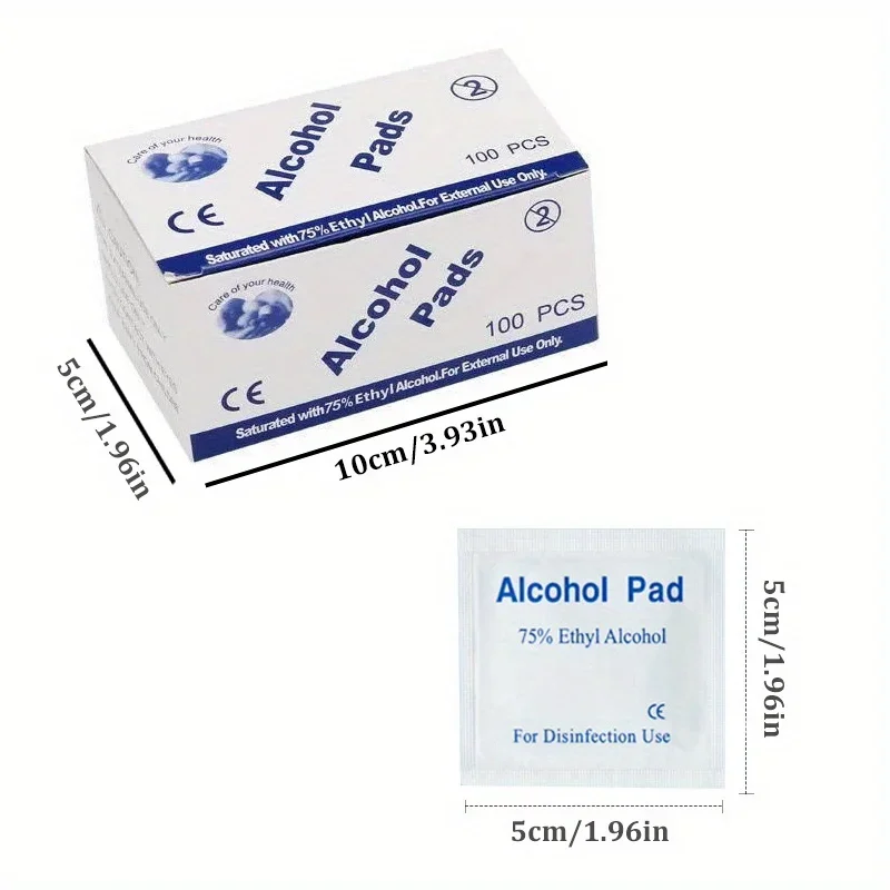 1 Box Disposable 75% Alcohol Cotton Pads Tattoo Clean Tools for Nail Antiseptic Clean Skin Jewelry Cell Phone Disinfection Use