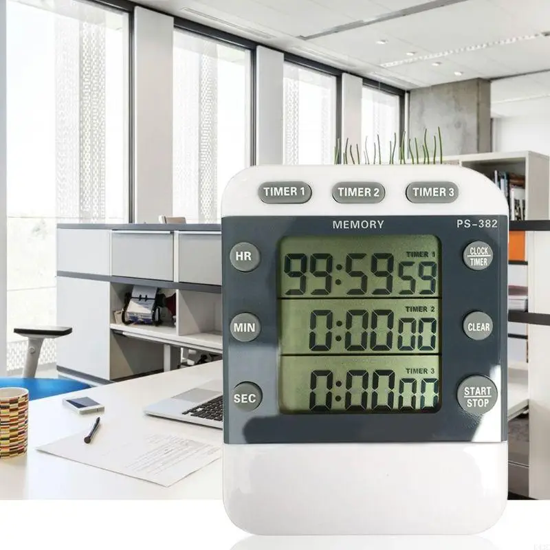 K43C 99 heures 12/24 heures Mémoire Counder Rappel Rappel 3 Channel Sports Cuisine Timer Count Down Timer 3 Groupes Timer