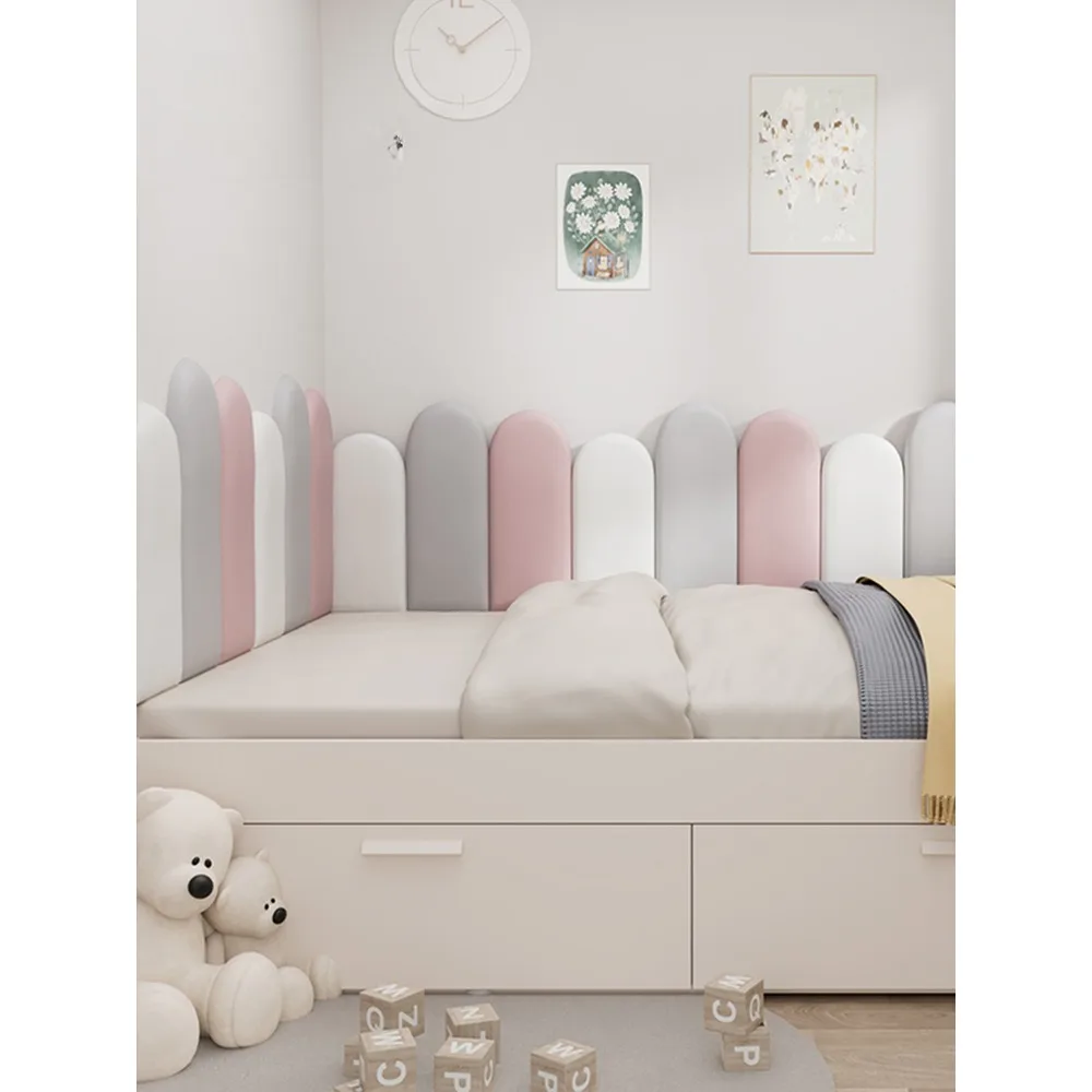 Children's Room Headboard for Bed Tatami Soft Bag Fabric Anti-collision Wall Board Self-adhesive Stickers  ראש מיטה