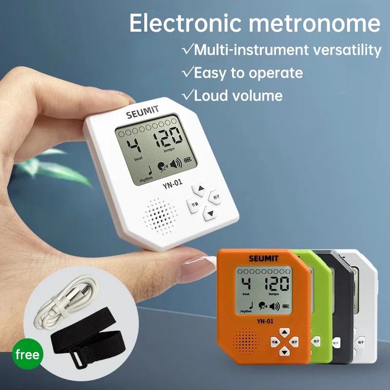 Digital Metronome Clip-on LCD Vocal Counting Volume Adjustable Rechargeable Portable Metronome for Guitar Piano Flute Violin