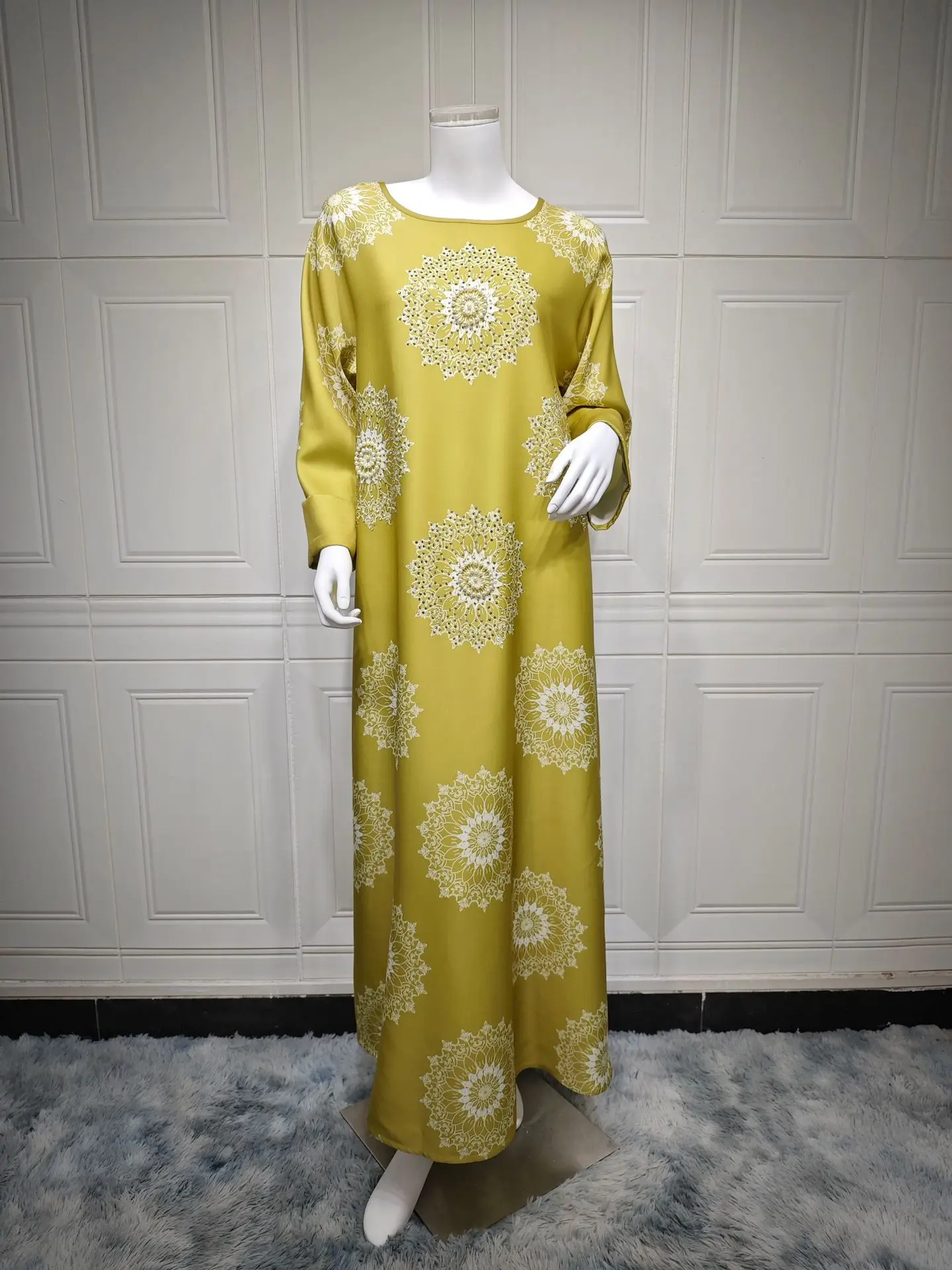 Ramadan 2024 Party Dress for Women Muslim Abaya Beading Diamond Dubai Arabic Kaftans Robes Party Musulman Flowers Dresses Eid