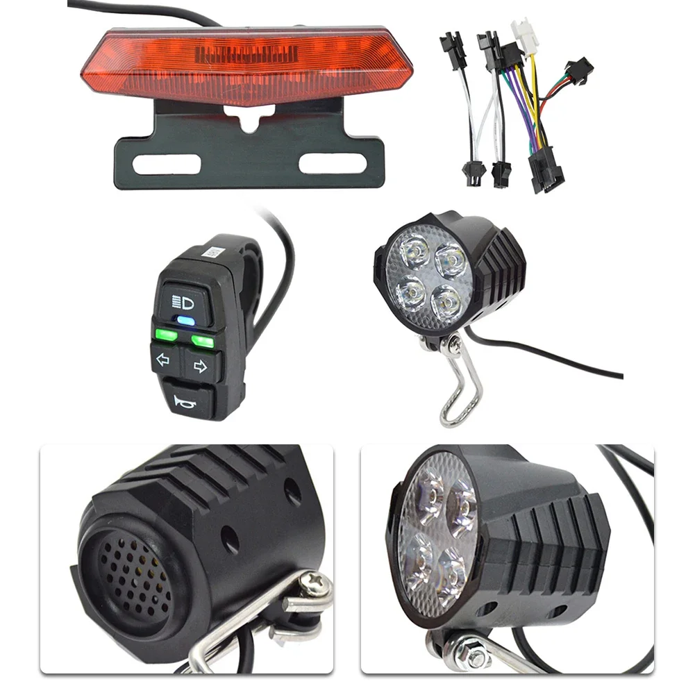 24-48V Light Package Electric Bicycle Light Kit Night Riding Safety Brake Light Functionality Flexible Compatibility For E-bikes