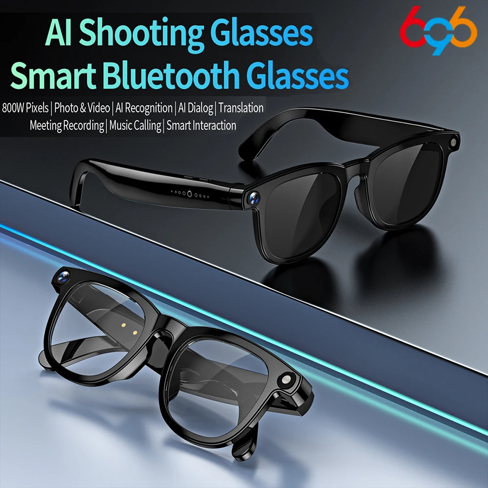 

AI Smart Glasses 800W HD Camera Anti Blue Light The Map Translation Video Call Take Photos UV Protection Sunglasses Men Women