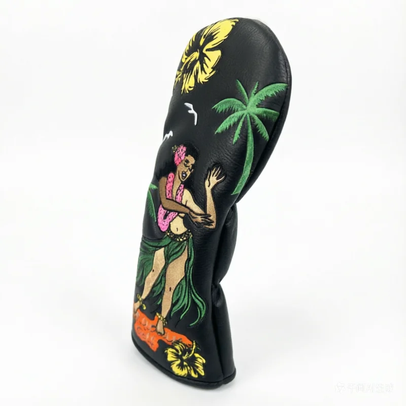 Golf Driver Fairway Wood Hybrid Wood Head Covers High-Quality PU Embroidery Grass Skirt hula dance Design,  Golf Head Cover view 4