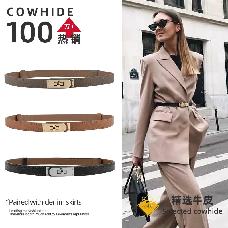 

Cow Leather Belt Women's Fashion Casual Luxury Designer Dress Jeans Accessories Decoration Goth Punk Girdle Corset for Women New