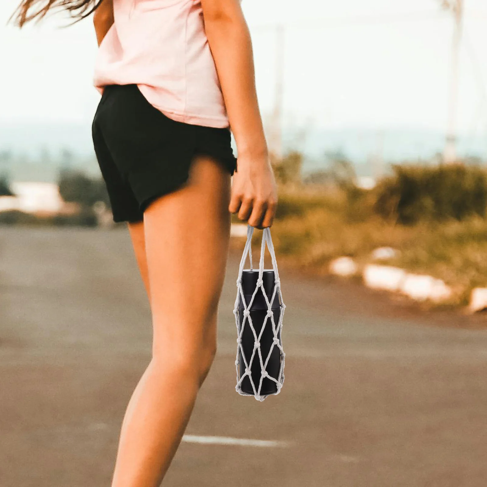 

Handwoven Cotton Water Bottle Bag with Straps Boho Style Carrier for Fitness Travel Camping Secure Fit Lightweight Comfortable