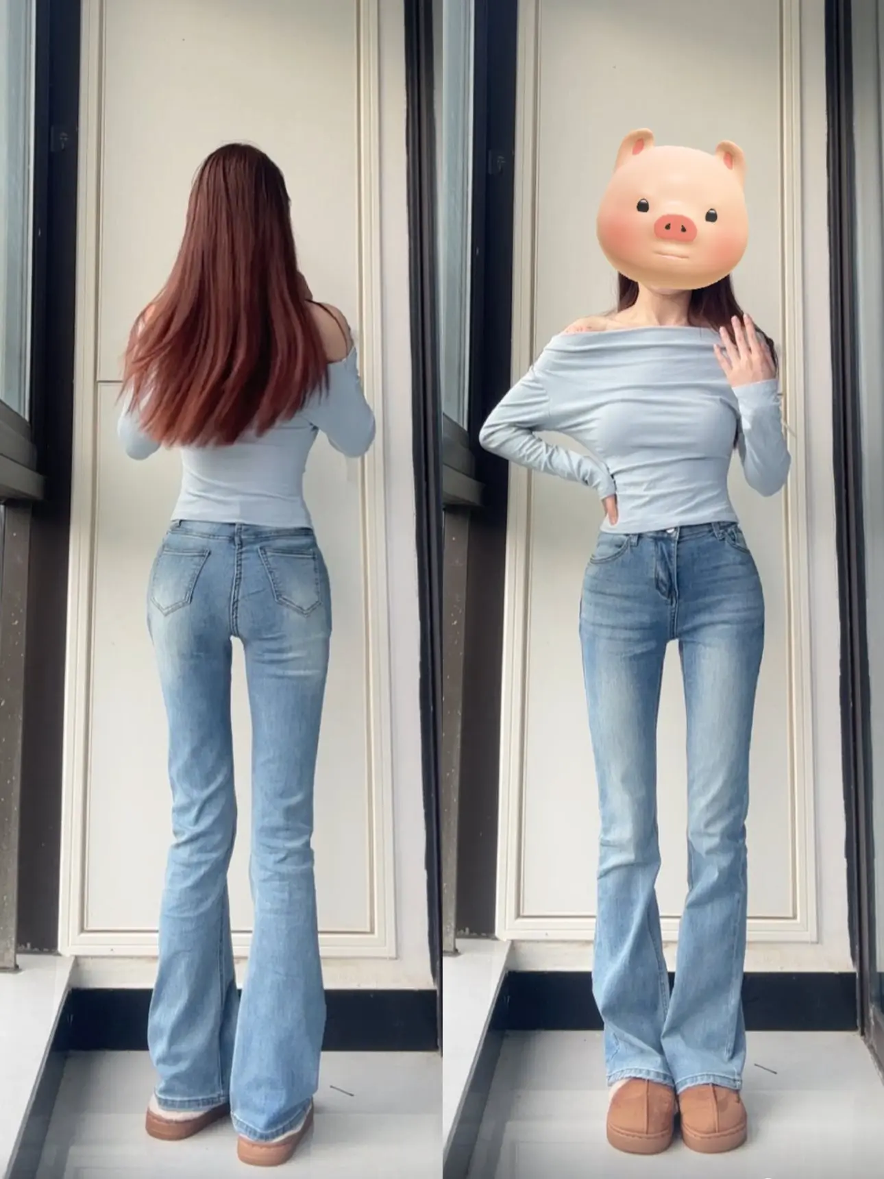 

Light Blue Bell Bottom Jeans Women's Summer 2025 New Style Long Pants High Waist Slimming Bell Bottoms Casual Zipper Style