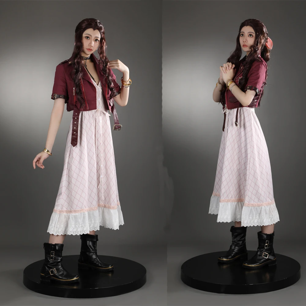 Gra FF7 Aerith Gainsborough Cosplay kurtka Halloween karnawałowa Final Fantasy Remake kostium dla dorosłych kobiet krótka kurtka