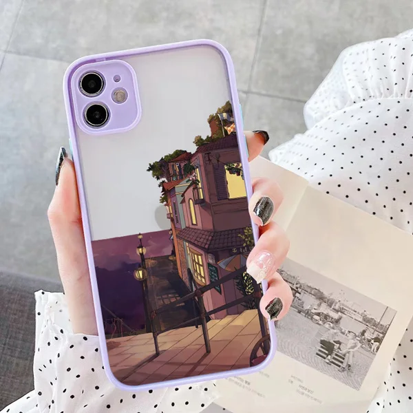Japanische Anime-Malerei-Hauslandschaft Handyhülle für iPhone 16 15 Plus X XR XS Max 17 16 15 13 12 11 14 Pro Max Harte Matte Hülle – Detail 4