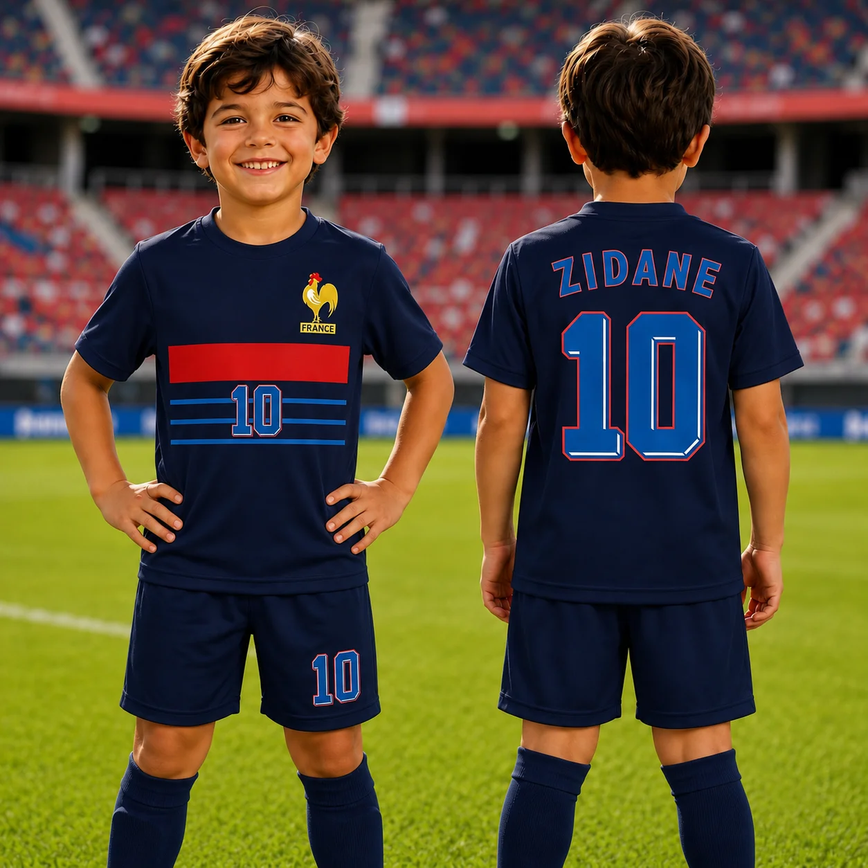Sommer Frankreich 1998 Zidane 10 Retro-Trikot Lässige Eltern-Kind-Kleidung Lässiger Vintage Atmungsaktiver Zweiteiliger Sportanzug Fan-Geschenk – Detail 6