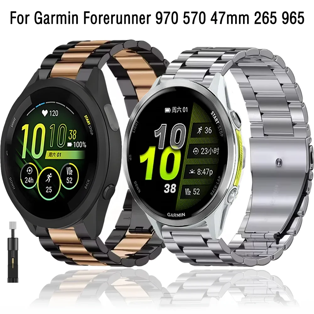 

Металлический ремешок 22 мм для Garmin Forerunner 970 965 265 265 Music 570 47 мм, браслет, ремешок для часов Garmin Venu 3 4 45 мм Vivoactive 4 Band
