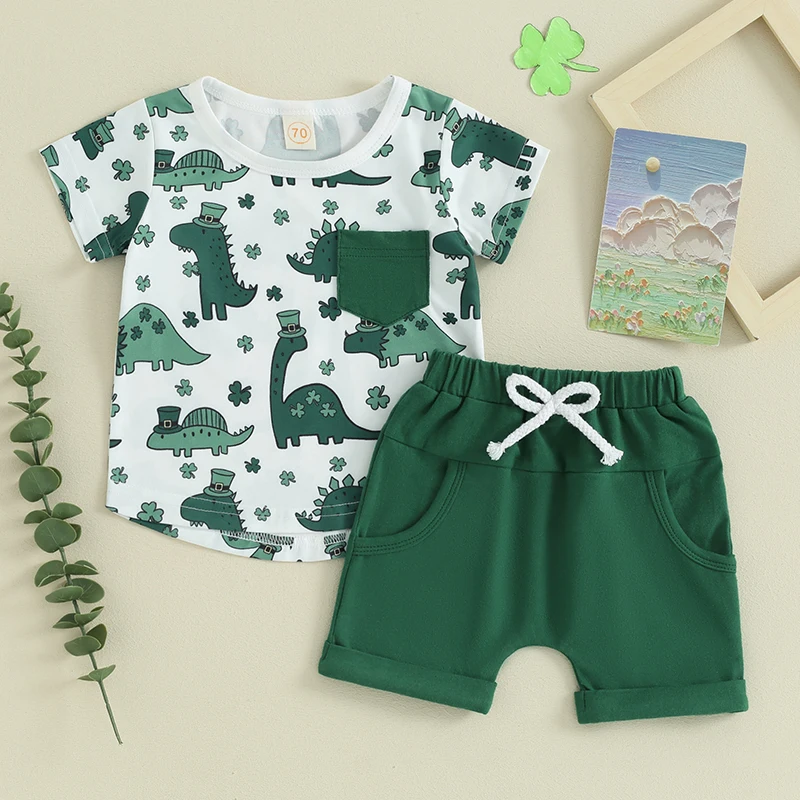 

Toddler Baby Boy Clothes Summer Dinosaur Short Sleeve T Shirt Shorts Cute Infant Baby Boy Outfit Clothing Set