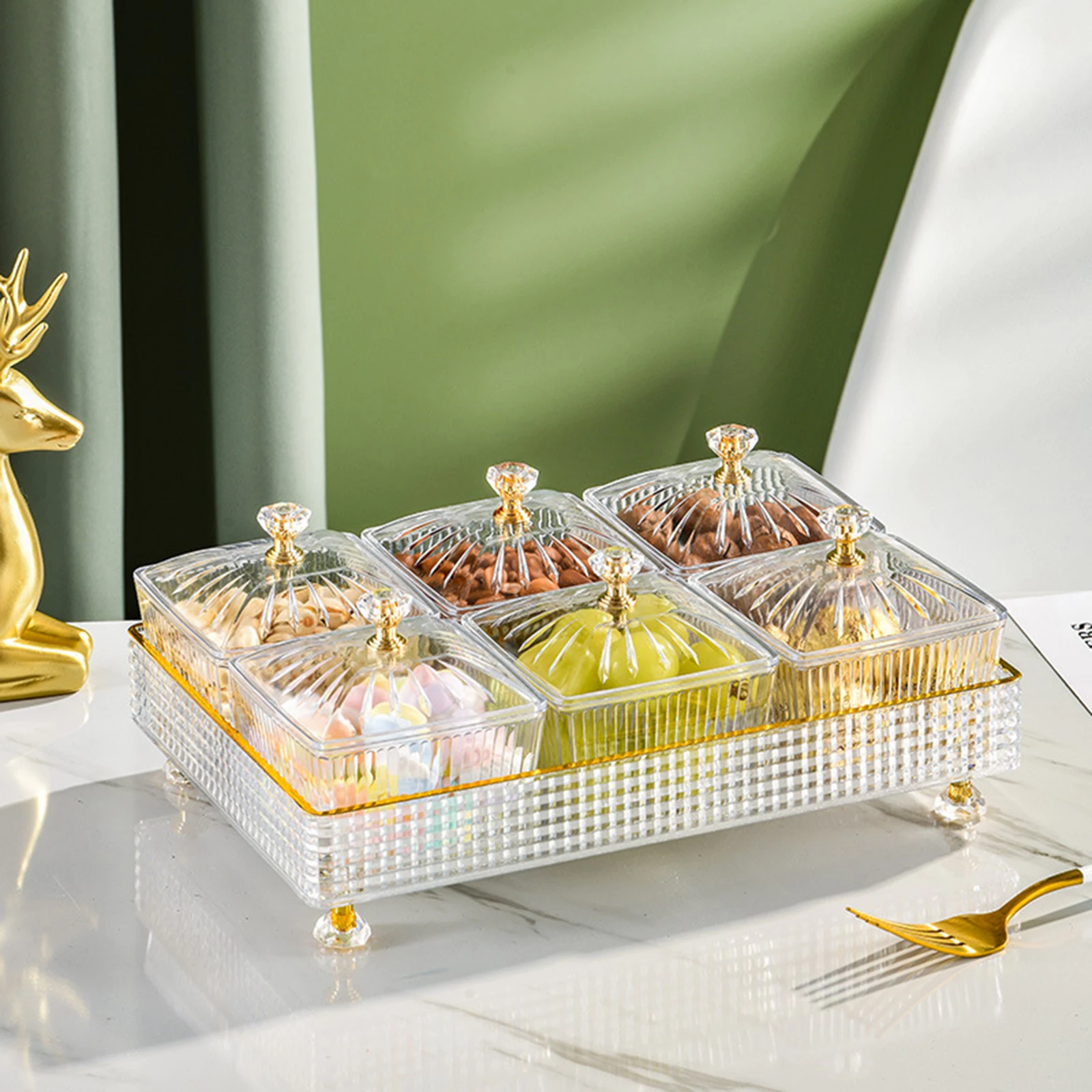 Removable Serving Dishes with Lid Decorative Snacks Tray Fruit Plate Fruit Platter for Candy Dessert Veggies Nuts Snacks - view 3