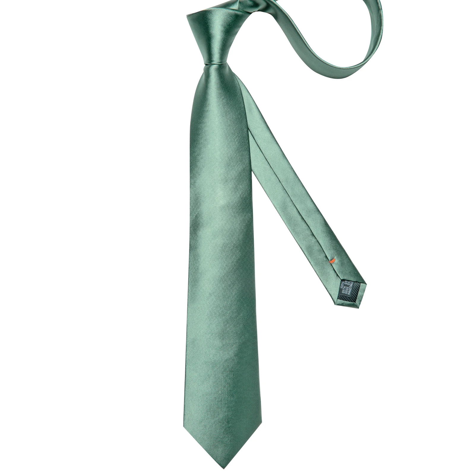 2022 New Sage Green Solid Silk Men\'s Neck Tie Set Pocket Square Cufflinks 8cm Wide 150cm Length Ties for Men Accessories Gift