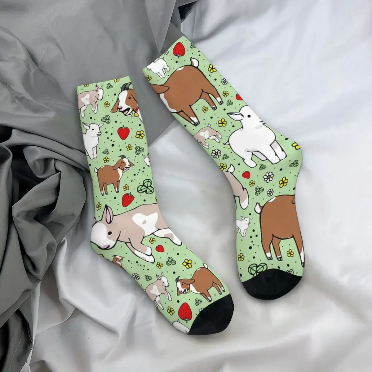 Bas absorbant la sueur Harajuku pour chèvres, chaussettes longues toutes saisons, accessoires pour cadeau d'anniversaire unisexe