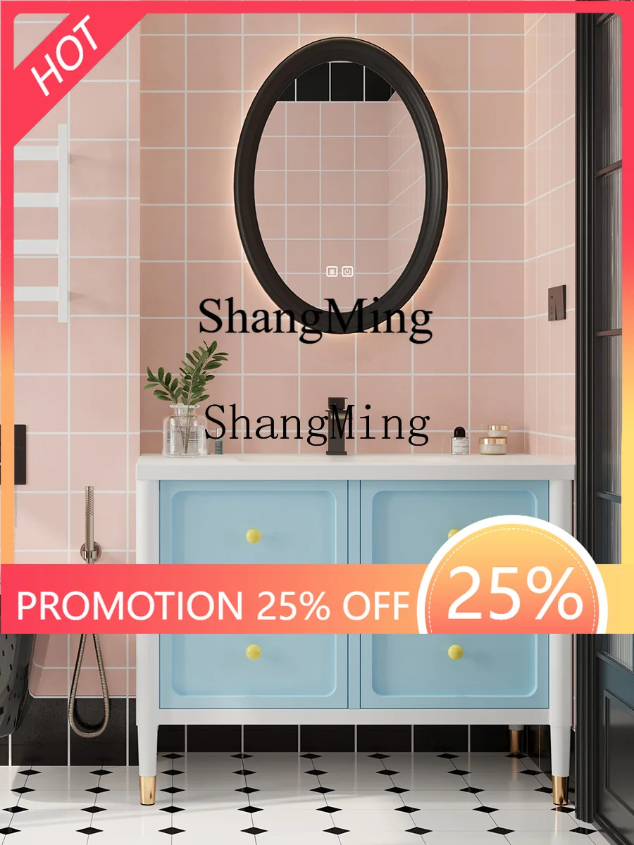 

FG good-looking Cream Style Bathroom Cabinet Set Seamless Rock Slab Washbasin Cabinet Smart Washstand