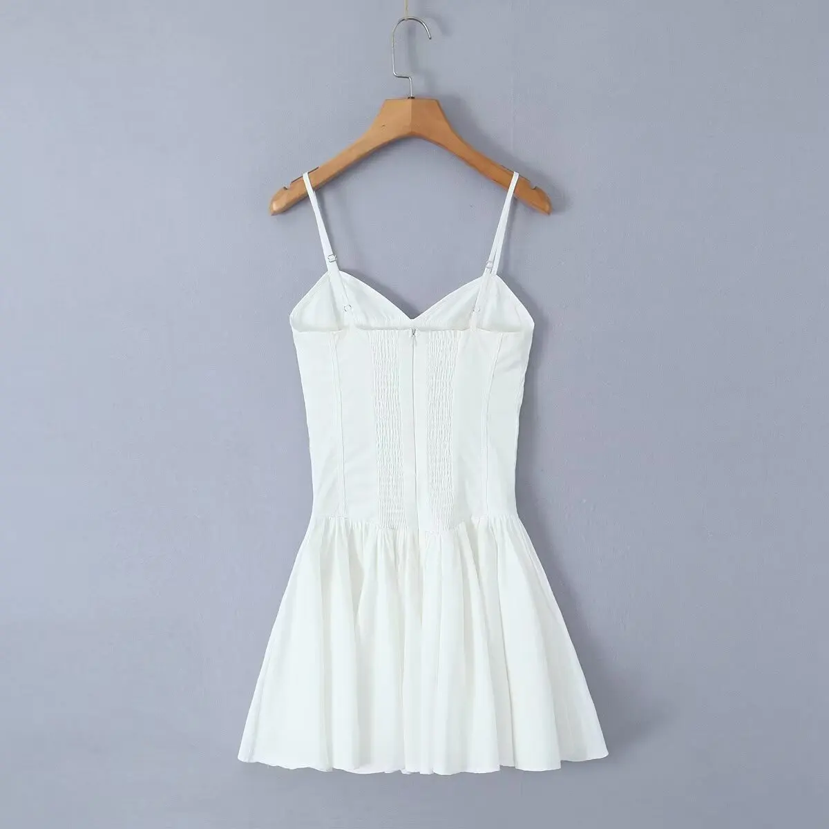 Withered Sexy White Elegant Camisole Dress For Summer Pure Vacation Mini Cotton Dress Women