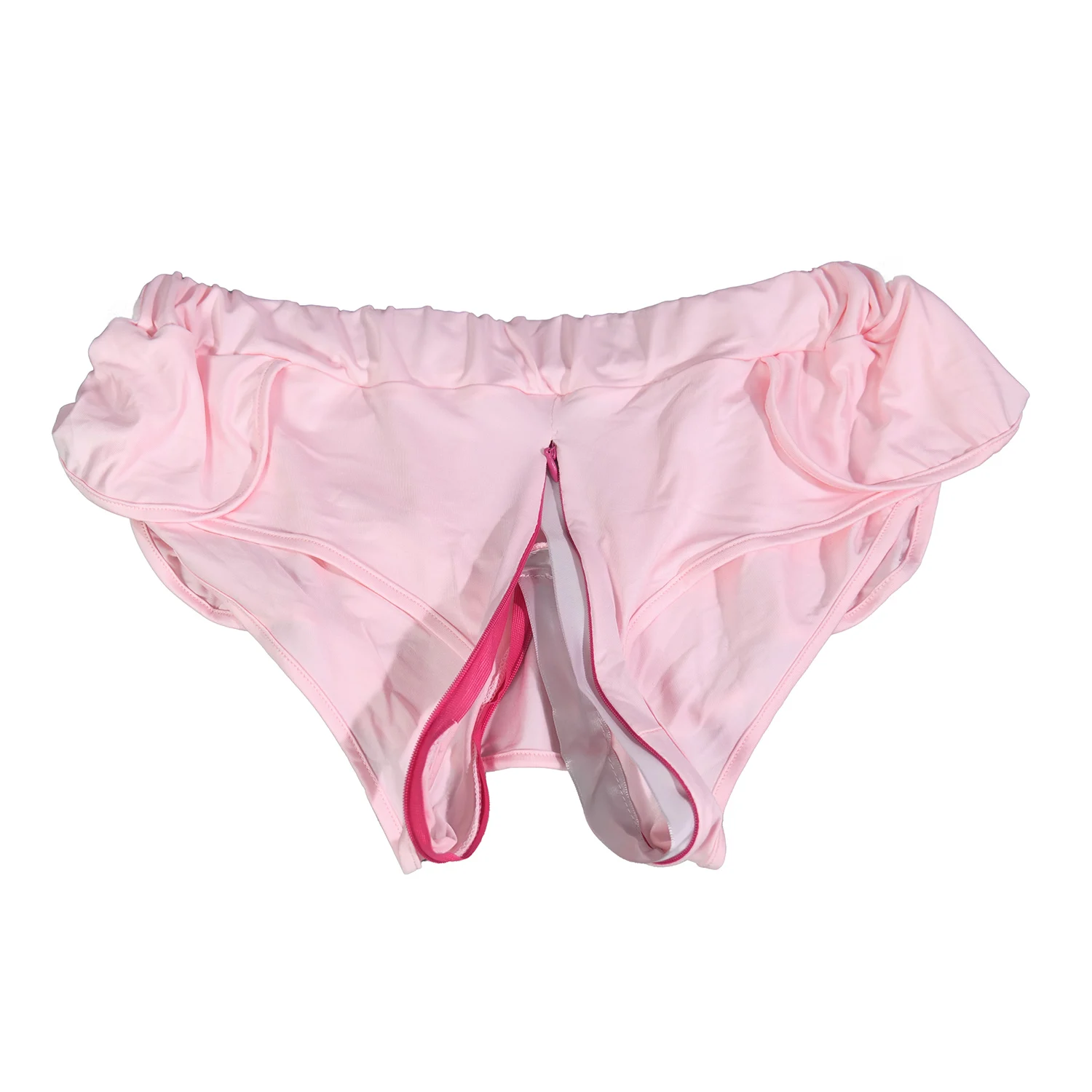 Woman Sexy Open Crotch Shorts Double Hidden Zipper Crotchless Skirt Leggings Butt Expose Outdoor Sex Sport Exotic Tight Pants