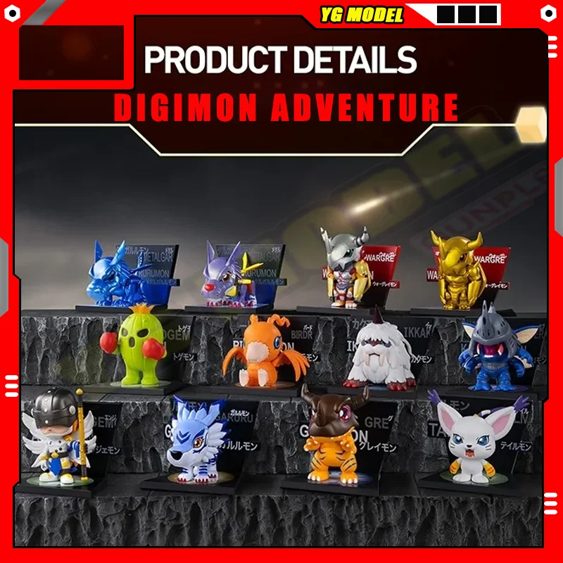 

Digimon Adventure Action Figure Model Greymon Garurumon Tailmon Angemon Q-version Figures Refrigerator Sticker Series Original