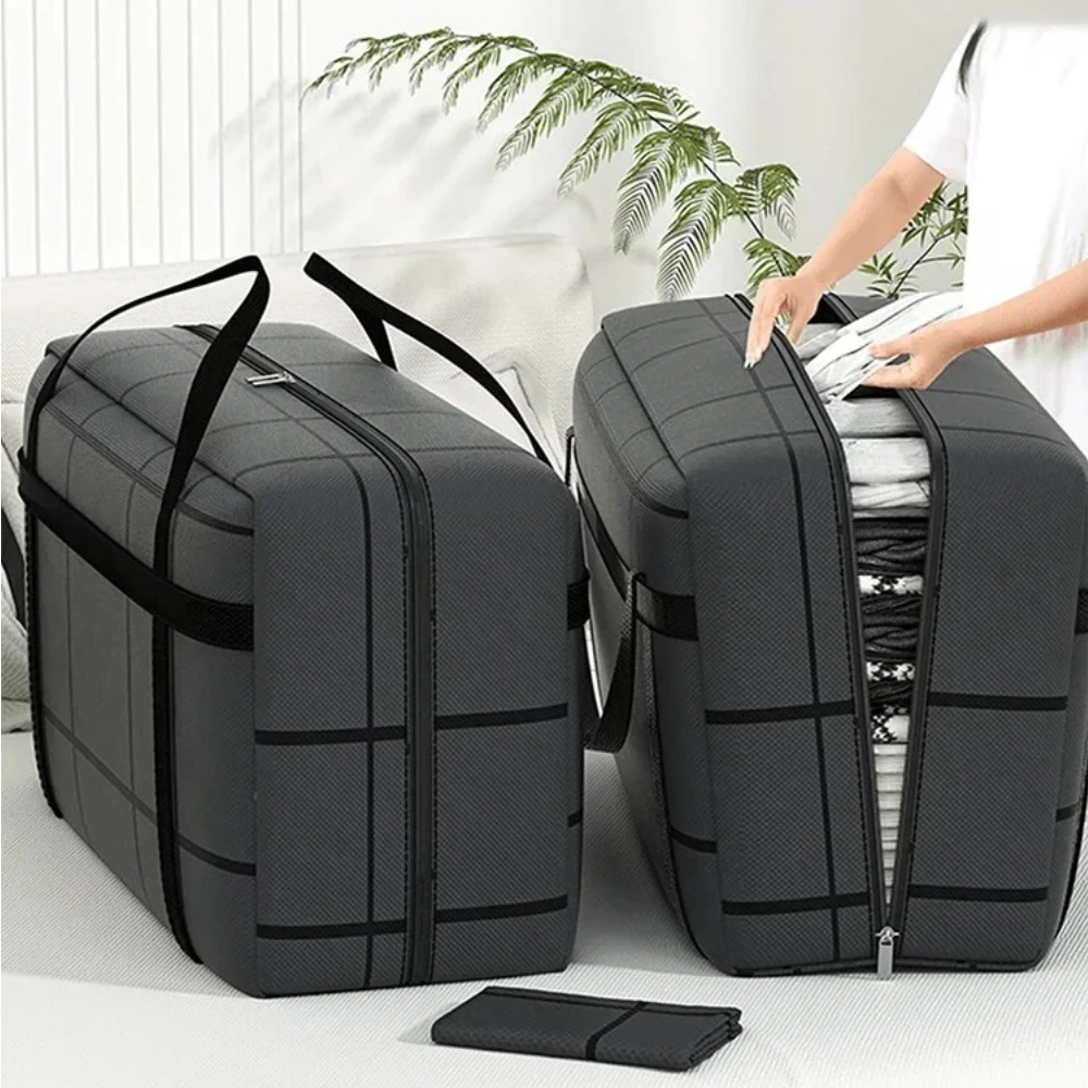 Large Capacity Thickening and Super Load-bearing Black Composite Material Storage Bag, Dustproof and Moisture-proof with Zipper