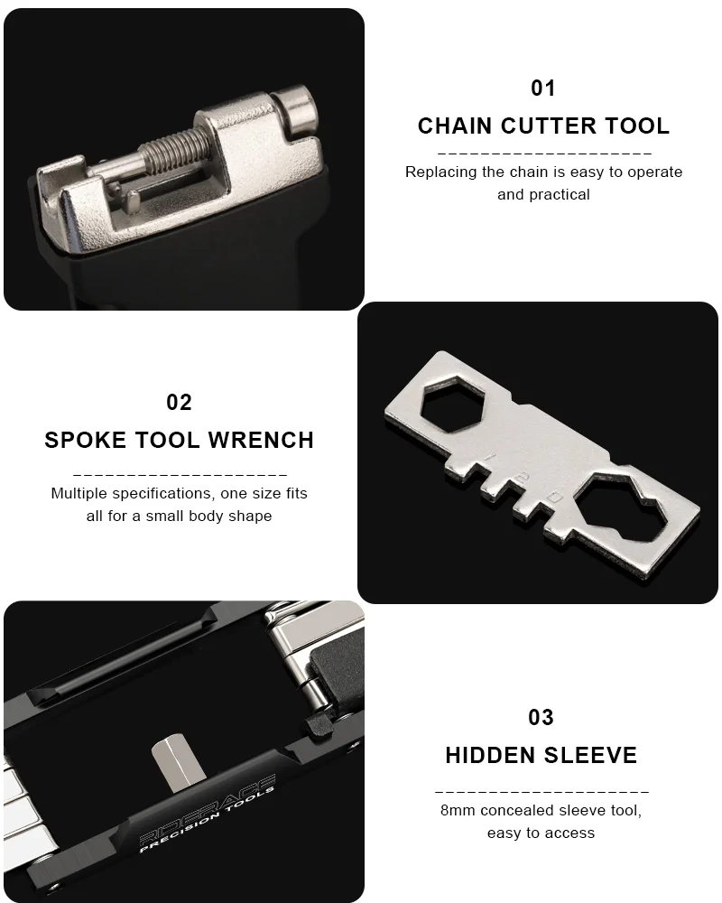 20 In 1 Bicycle Repair Tool Multifunction Foldable Chain Splitter Cutter Hex Spoke Wrench Tyre Lever Bike Screwdriver Wrench