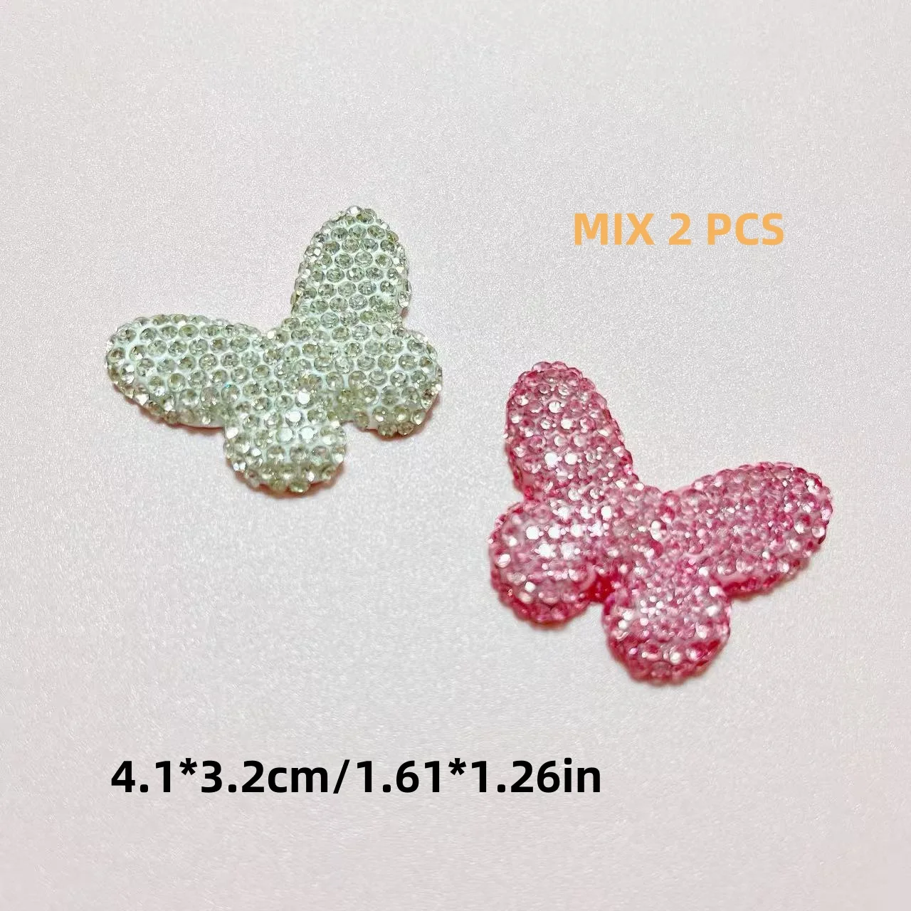 

2Pcs Elegant Lucky Colorful Butterfly Full Water Diamond Y2K Bow Heart Junk Phone Case Decoration Charms