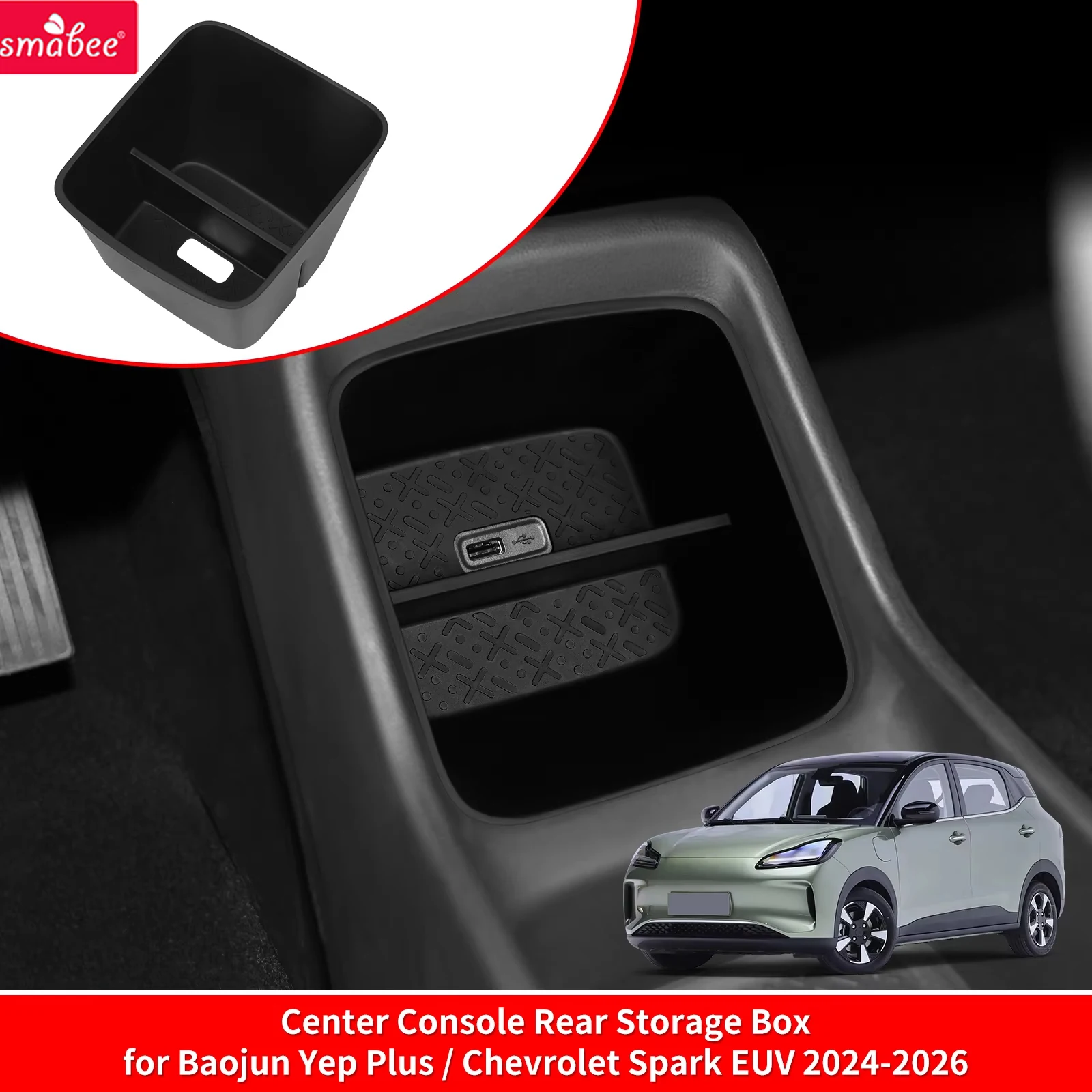 Smabee Left Drive for Chevrolet Spark EUV/Wuling Bingo Plus LHD 2024-2026 Car Center Rear Storage Box Organizer Accessories