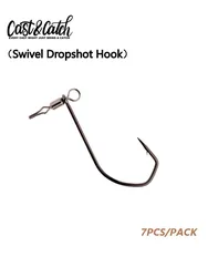 Cast&Catch Swivel Dropshot Hooks 1# 7Pcs Bass Hook Soft Bait Hook Fish Hook For Down Shot Rig