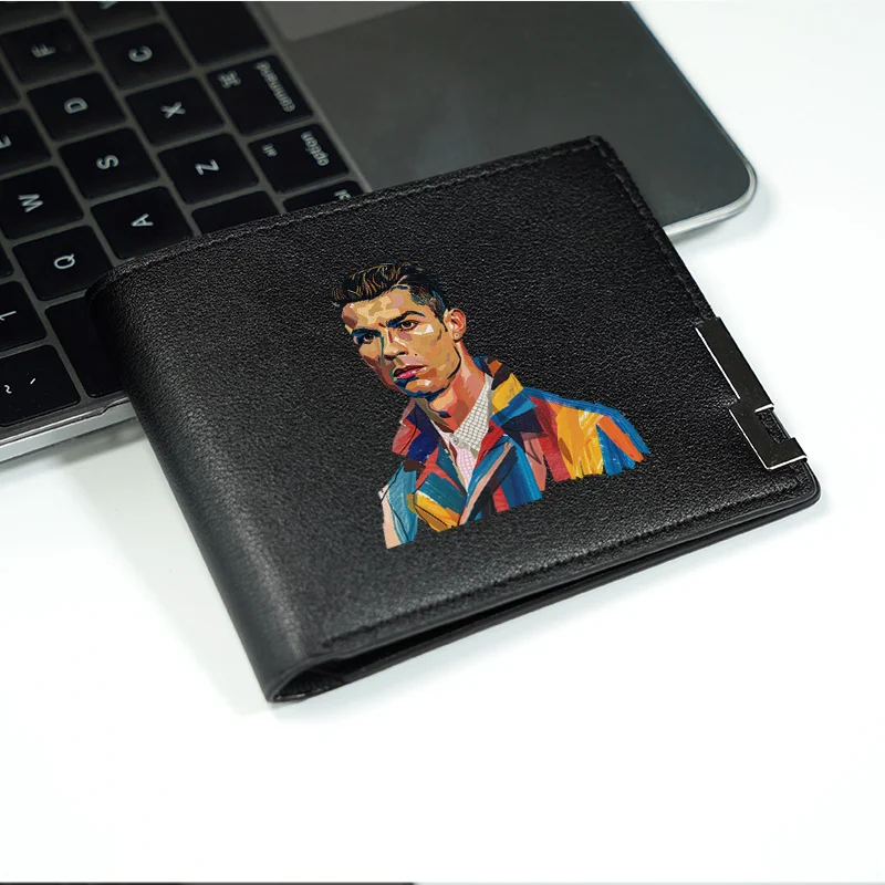CRISTIANO RONALDO PORTRAIT МУЖСКИЙ КОЖАНЫЙ КОШЕЛЕК ИЗ ПУ Тонкий БИЗНЕС-СТИЛЬ ДЕНЬ ИСПОЛЬЗОВАНИЕ СВЕТЛОЕ МОДНЫЕ АКСЕССУАРЫ