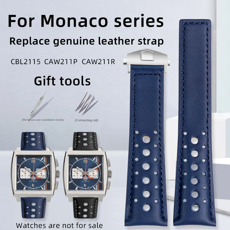 

22mm Strap Watch Band For TAG Heuer MONACO series CBL2115 CAW211P CBL2111 CAW211R Men's Genuine Leather Strap Watch accessories