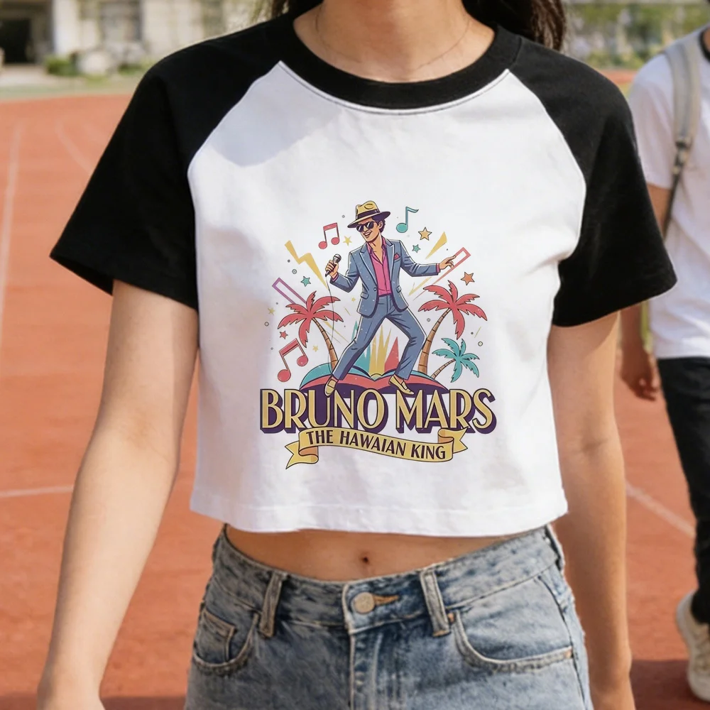 Bruno Mars cropped top girl japan harajuku kawaii manga meme t-shirt gothic cute alternative  kawaii