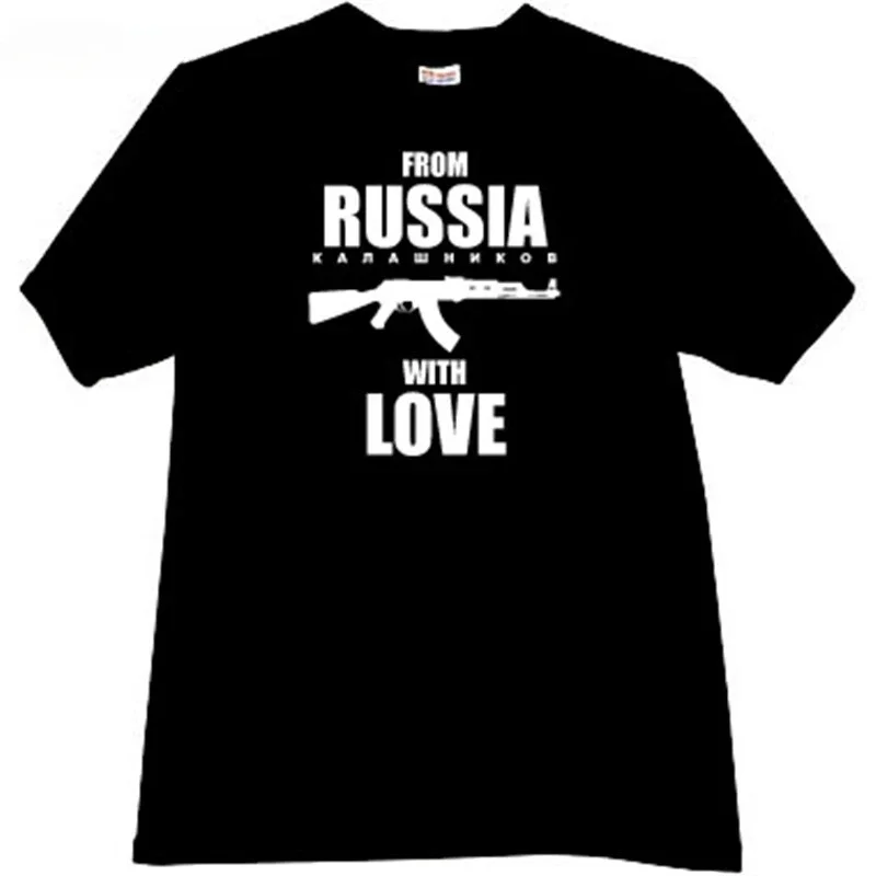 fashion t-shirt men cotton t shirt From Russia with Love (Kalashnikov) Cool Russian T-shirt in blac brand tee-shirt