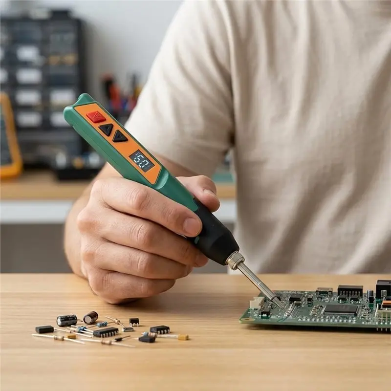 AAAN-USB-C 5V 12W Digital Soldering Iron C210, Handheld For Electronics Assembly& Repair Precise Temp Control