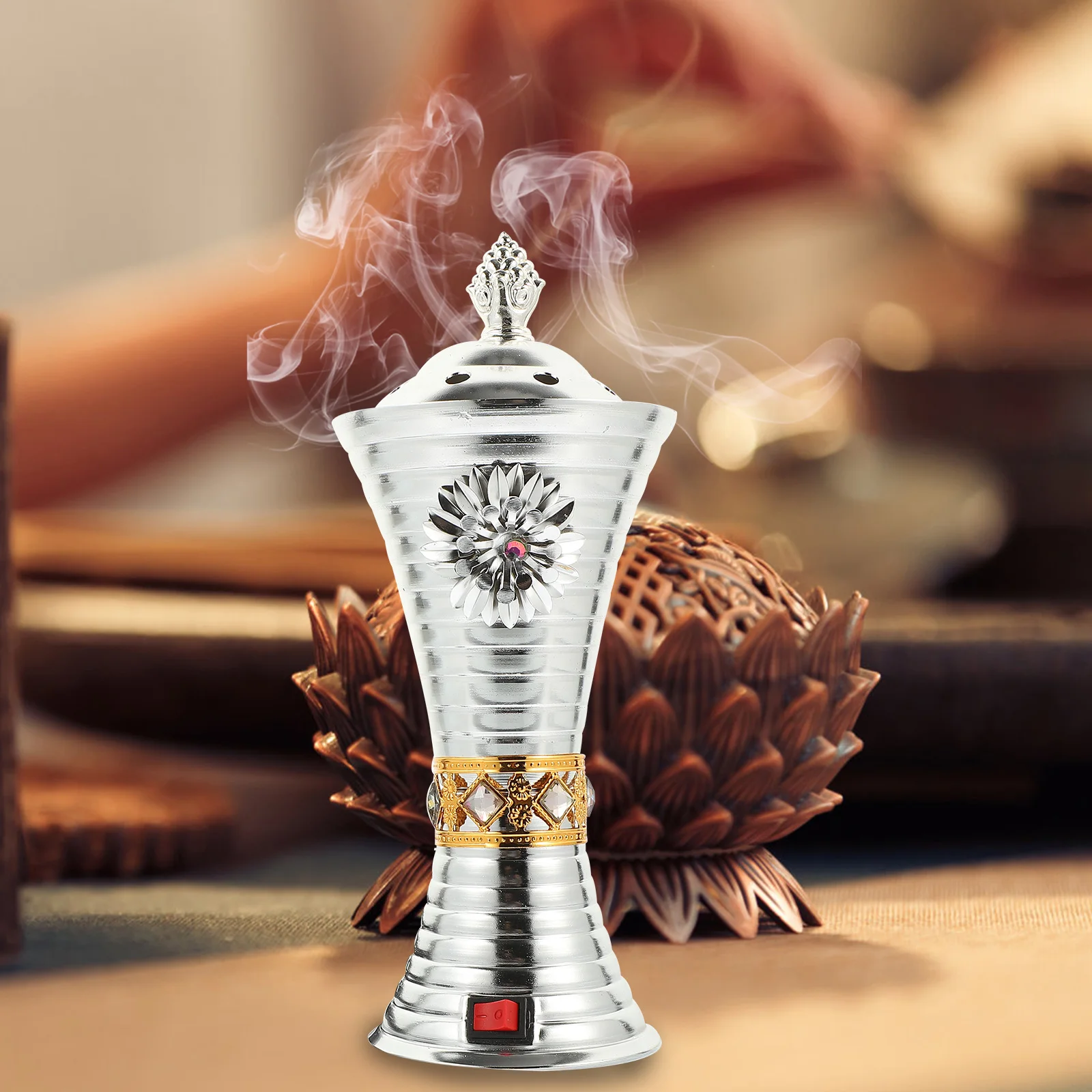 

Electric Censer Burner Home Office Decor Aromatherapy Air Purifying Retro Incense Holder for Bedroom Yoga Room Living