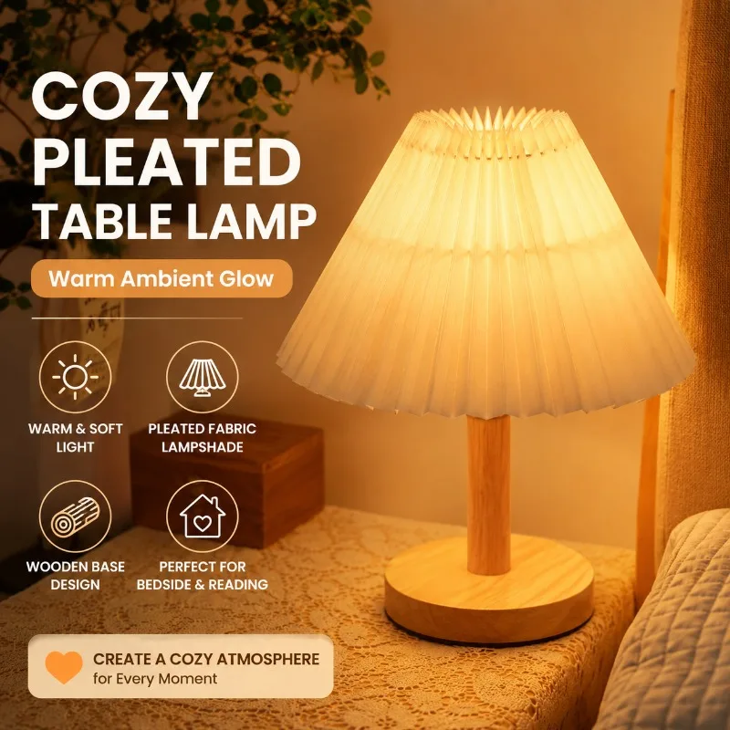 Creative Minimalist Light Luxury Wood Table Lamp with USB Port Dimmable Tricolor Remote Touch Charge for Bedside Study Decor