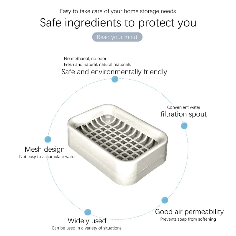 Mesh Soap Box Toilet Double Drain Soap Box, Waterless Portable Soap Holder Bathroom Organizer