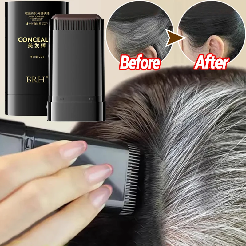 Palo de tinte temporal para el cabello, corrector de raíz negra y marrón, lápiz para cubrir el cabello blanco instantáneo rápido, palo de retoque portátil para Color del cabello